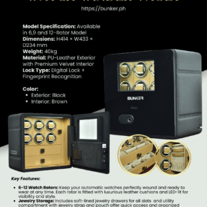 Bunker Watch Vault (Black Exterior and Brown Interior)